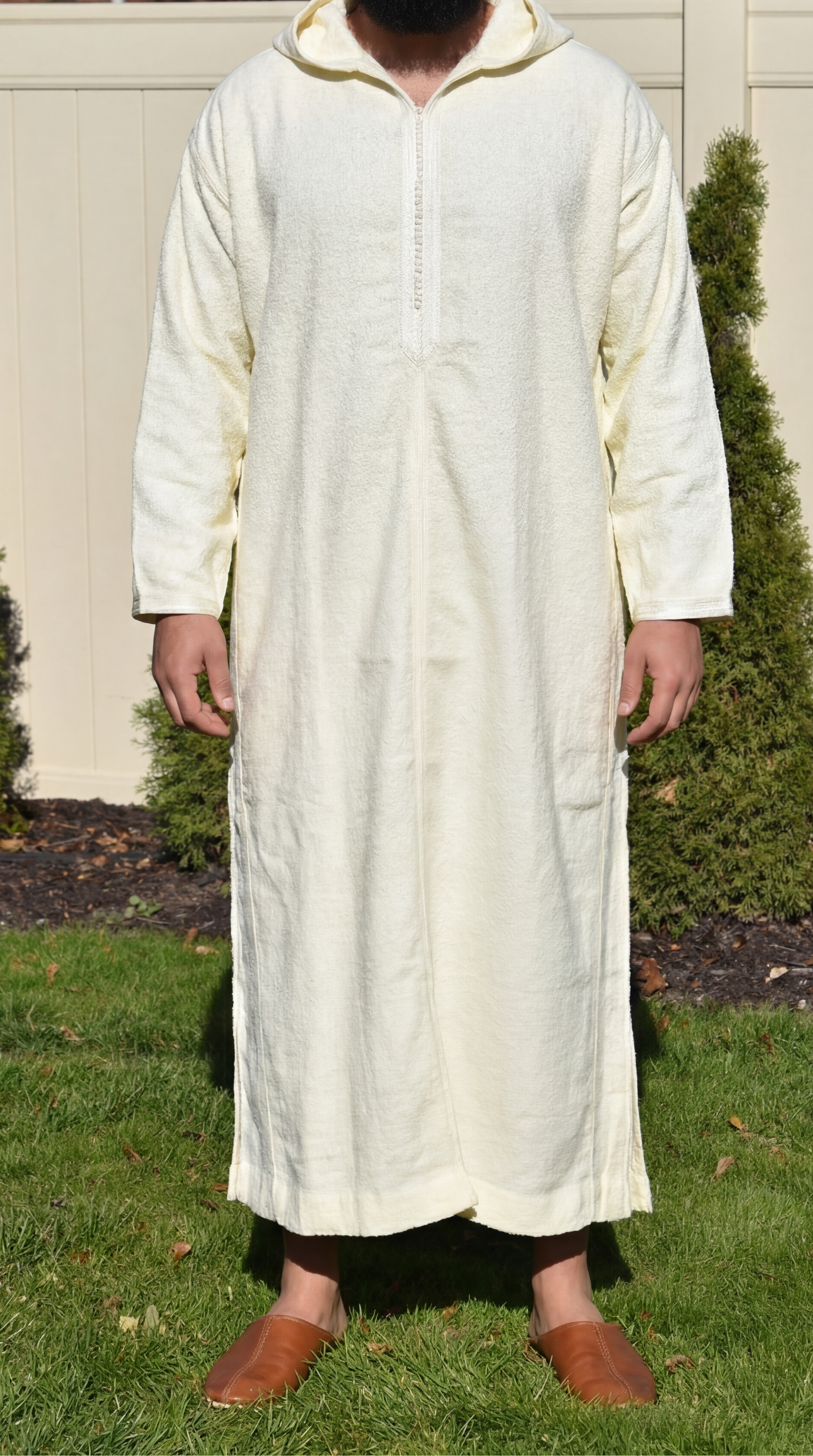 Offwhite Wool Mix Winter Jellaba