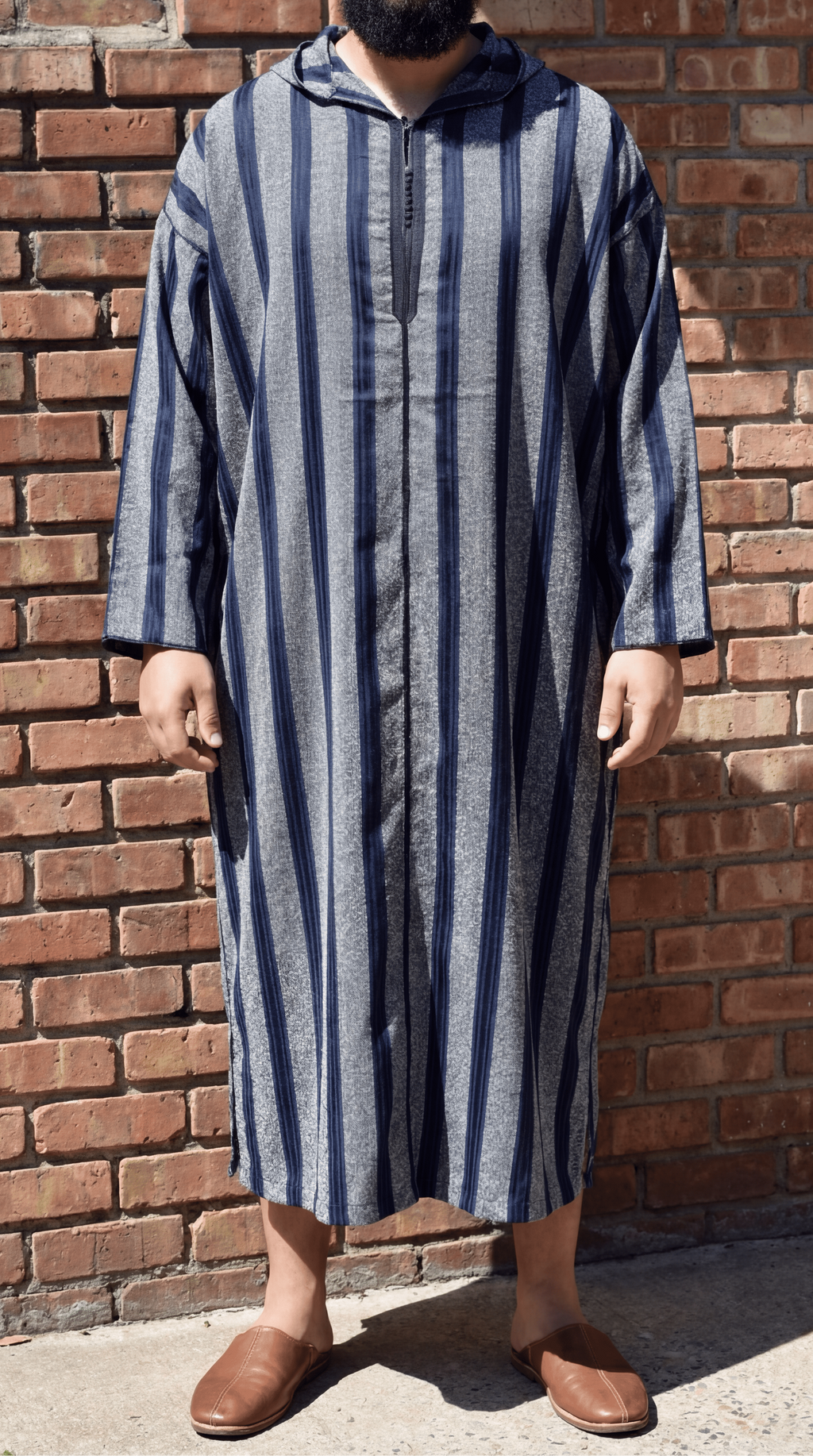Dark Blue Striped Jellaba