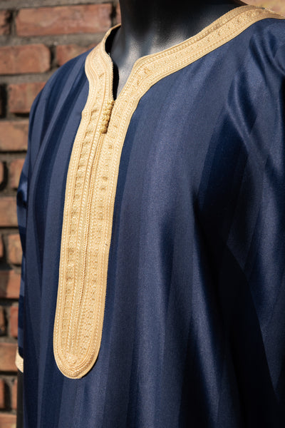 Navy Blue and Gold Gandoura