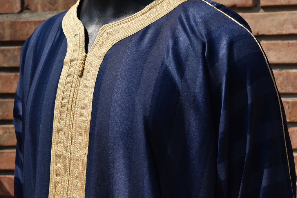Navy Blue and Gold Gandoura