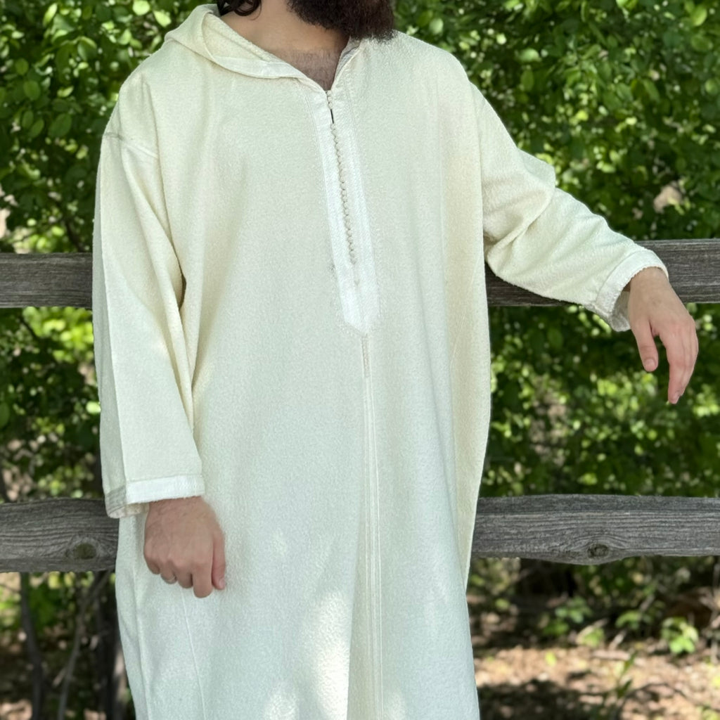 Offwhite Wool Mix Winter Jellaba