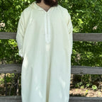 Offwhite Wool Mix Winter Jellaba