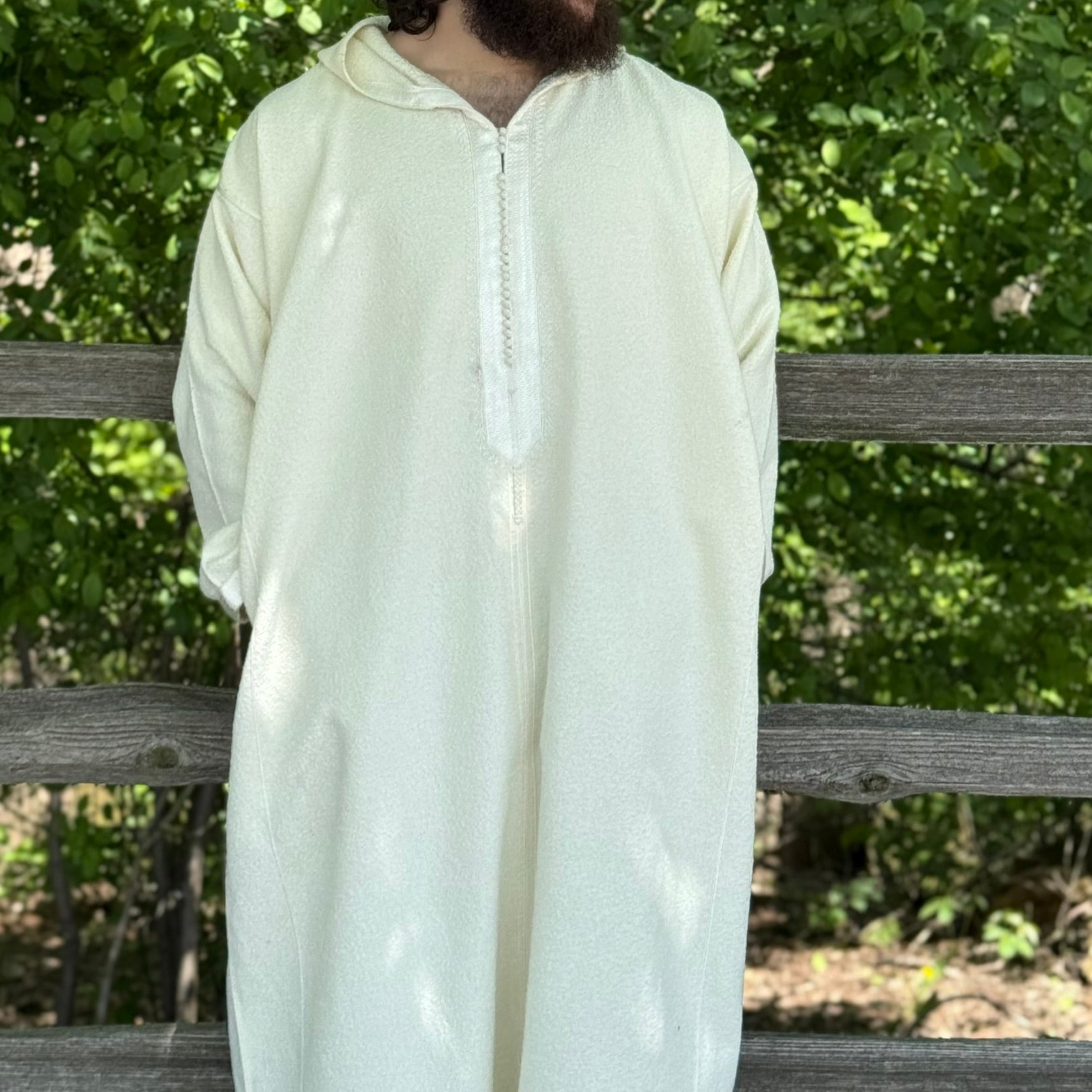 Offwhite Wool Mix Winter Jellaba